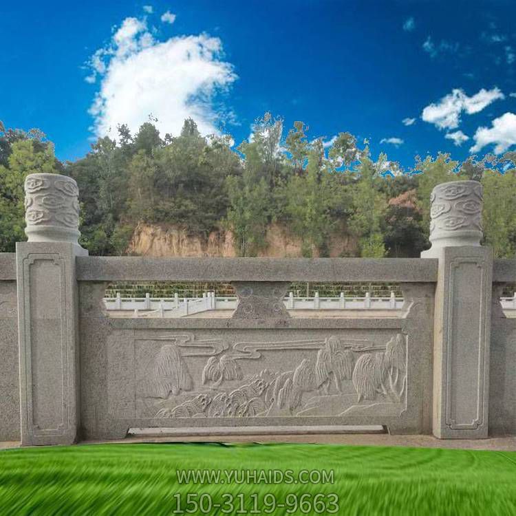 天然石材砂岩浮雕花纹景区寺院扶手栏杆博鱼网页版