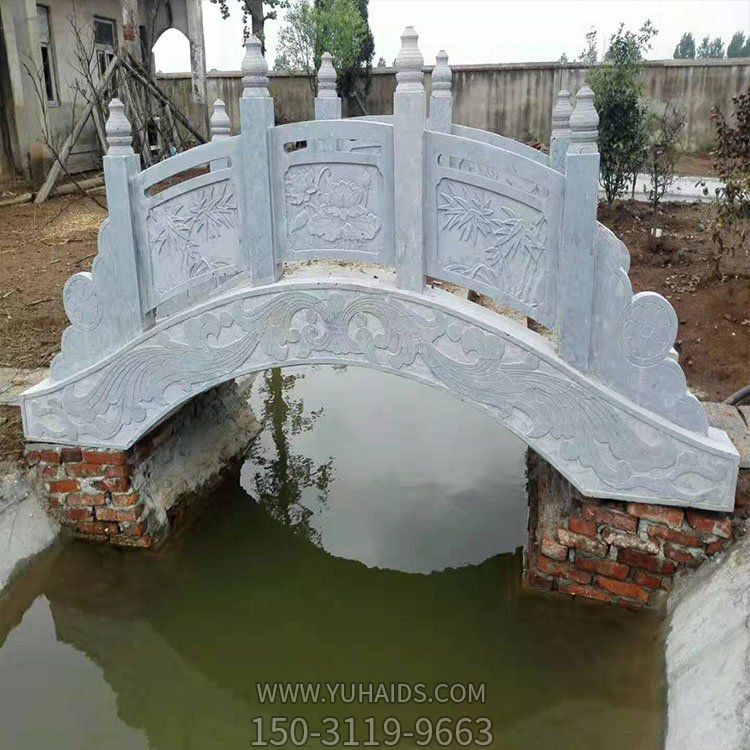 别墅庭院青石浮雕花纹小石拱桥园林摆件博鱼网页版