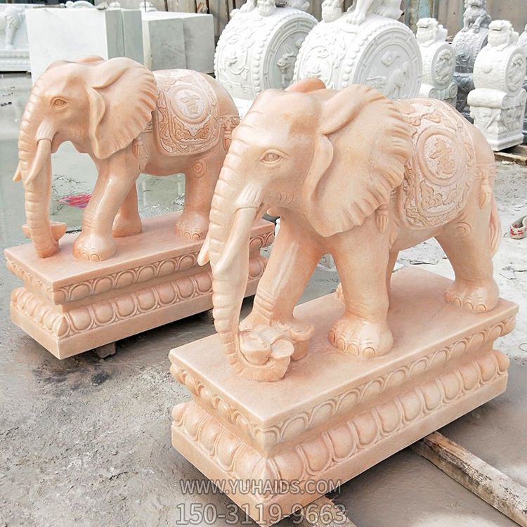 户外园林创意晚霞红石雕大象博鱼网页版