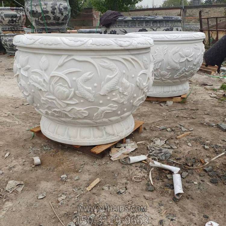 庭院室外摆放汉白玉花盆仿古做旧鱼缸镇宅纳福盆景博鱼网页版