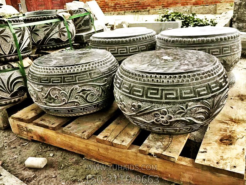 家用庭院门口摆放梅兰竹菊浮雕仿古石柱墩博鱼网页版