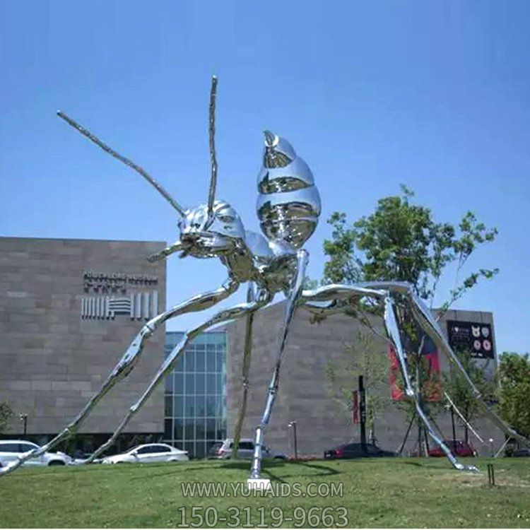 不锈钢抽象蚂蚁园林景观镜面小品动物博鱼网页版