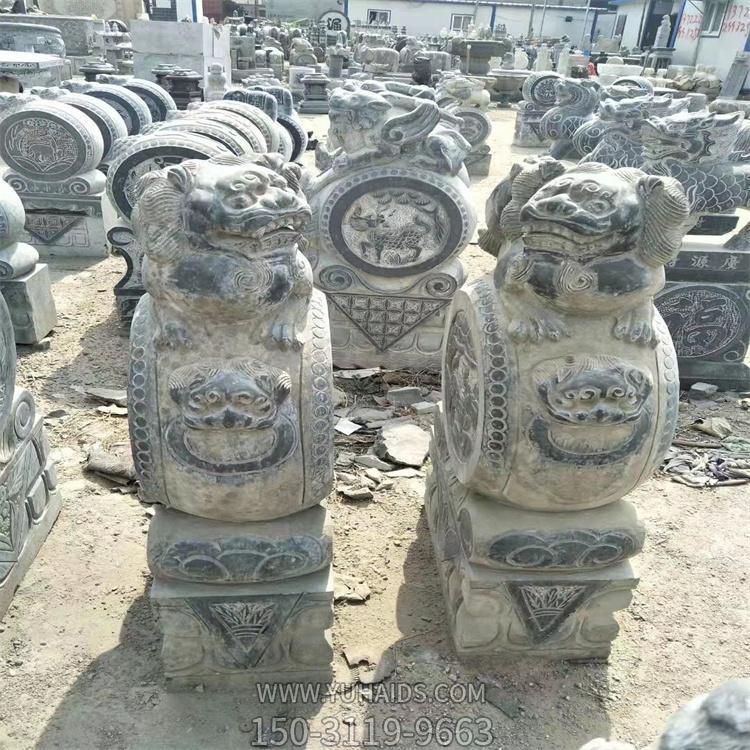 仿古石雕门口一对镇宅狮子抱鼓石博鱼网页版