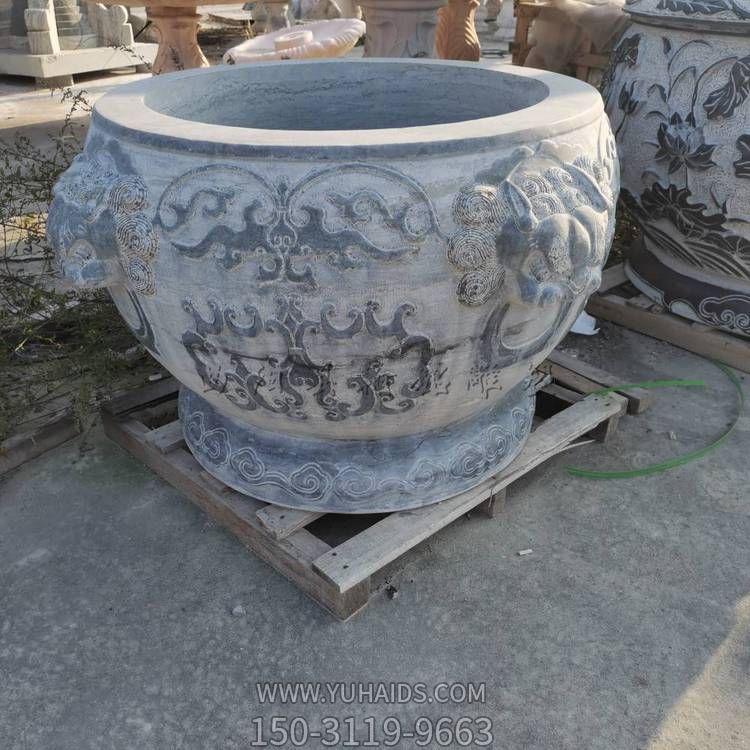 石雕鱼缸花盆青石兽头石材水缸庭院石材大缸博鱼网页版