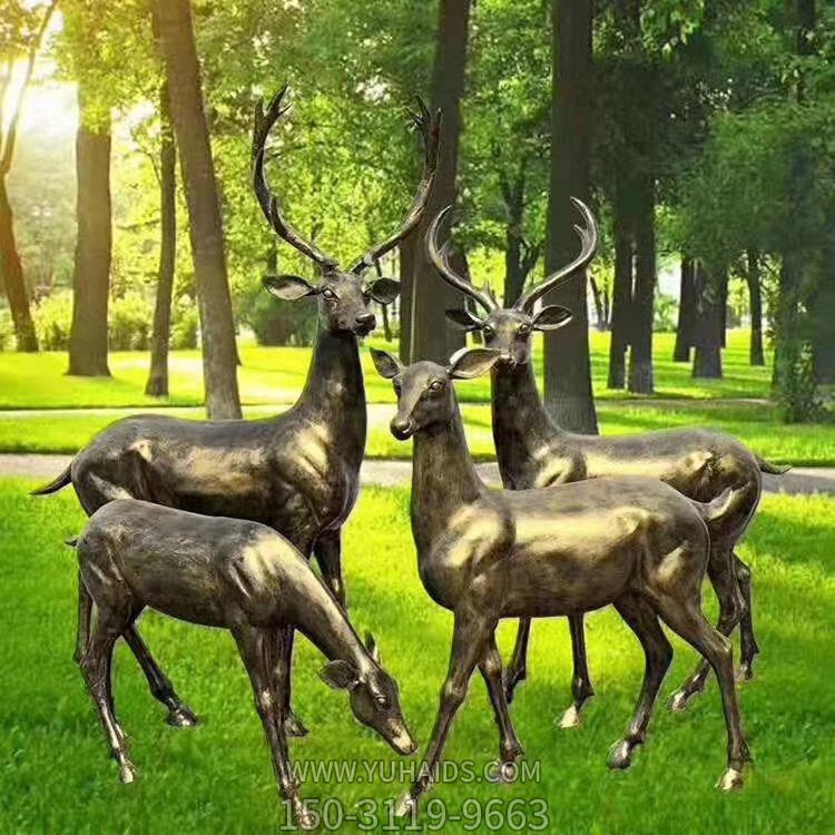 售楼部草地装饰玻璃钢仿铜福鹿景观小品博鱼网页版