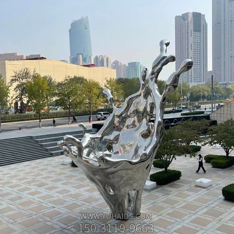 不锈钢镜面立体抽象浪花城市广场景观博鱼网页版摆件
