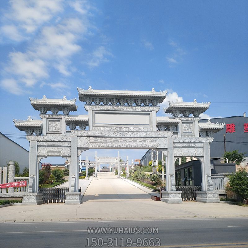 企业厂区门口景观石雕牌坊装饰摆件博鱼网页版