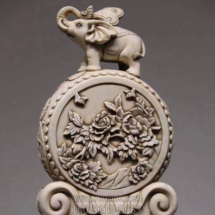 庭院门口摆放招财大理石浮雕小象做旧抱鼓石博鱼网页版