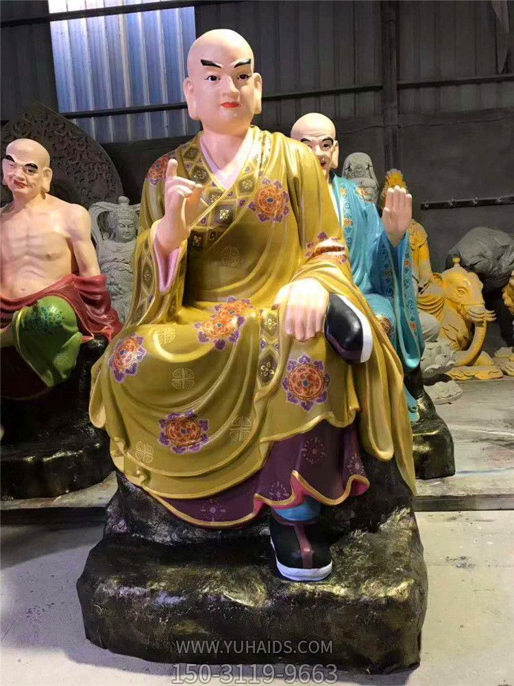 玻璃钢彩绘大型寺庙景观十八罗汉博鱼网页版