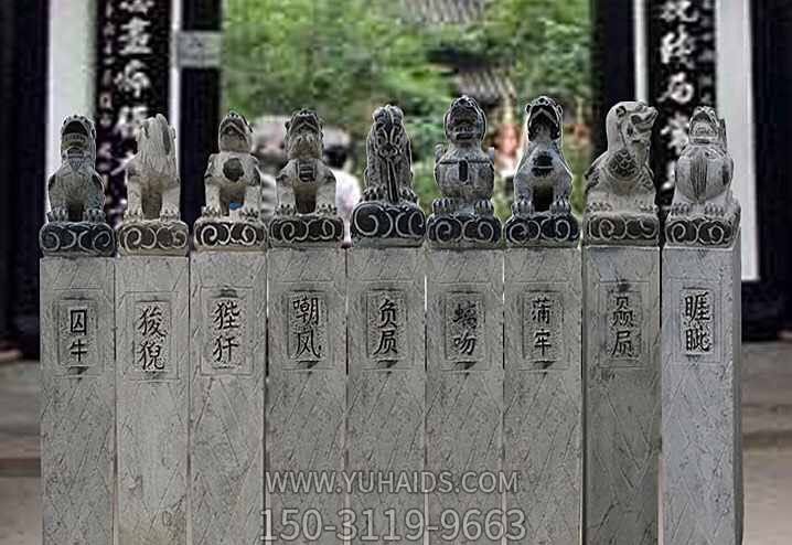 古建筑园林门前摆放大理石多款动物拴马柱博鱼网页版