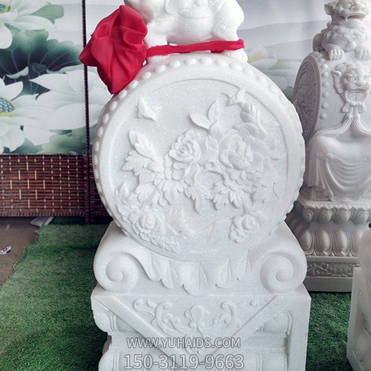 汉白玉浮雕小象石雕门墩一对   镇宅门口石鼓招财摆件博鱼网页版