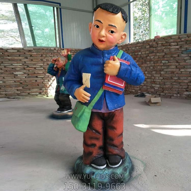 玻璃钢彩绘卡通 学校儿童小孩上学博鱼网页版