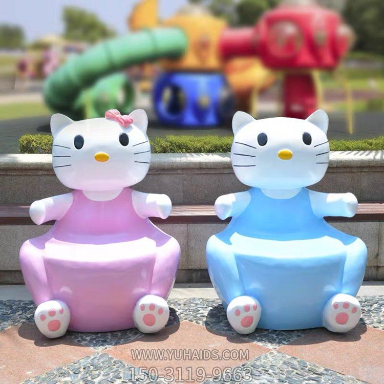 商场儿童乐园摆放玻璃钢彩绘卡通kt猫儿童座椅博鱼网页版
