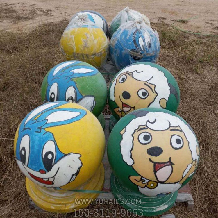 幼儿园门口摆放大理石喷漆卡通人物阻车石球博鱼网页版