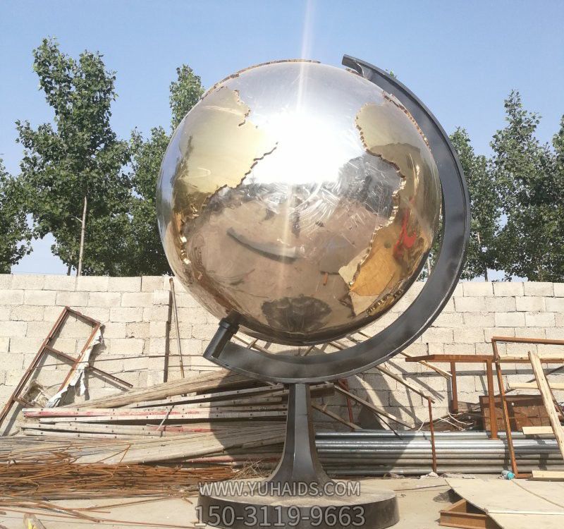 公园街边不锈钢镜面户外装饰品地球仪博鱼网页版