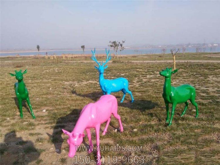 玻璃钢彩绘抽象梅花鹿动物景观园林小品摆件博鱼网页版