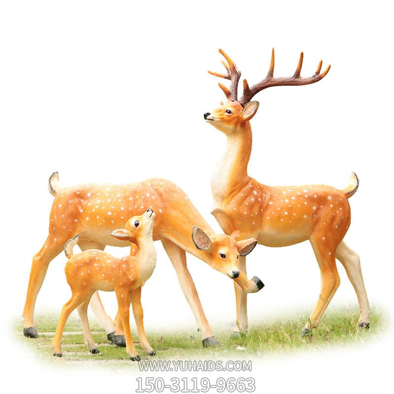 公园玻璃钢一家三口梅花鹿博鱼网页版