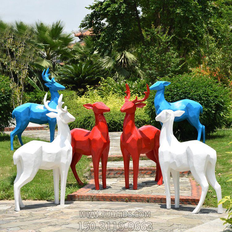 玻璃钢块面梅花鹿抽象鹿博鱼网页版