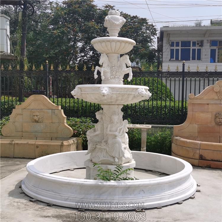 欧式大理石石雕园林双层流水喷泉博鱼网页版