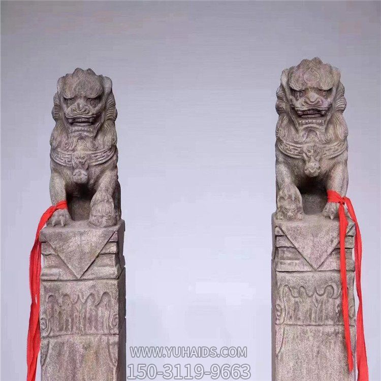 别墅庭院装饰大理石做旧雕刻狮子拴马柱博鱼网页版