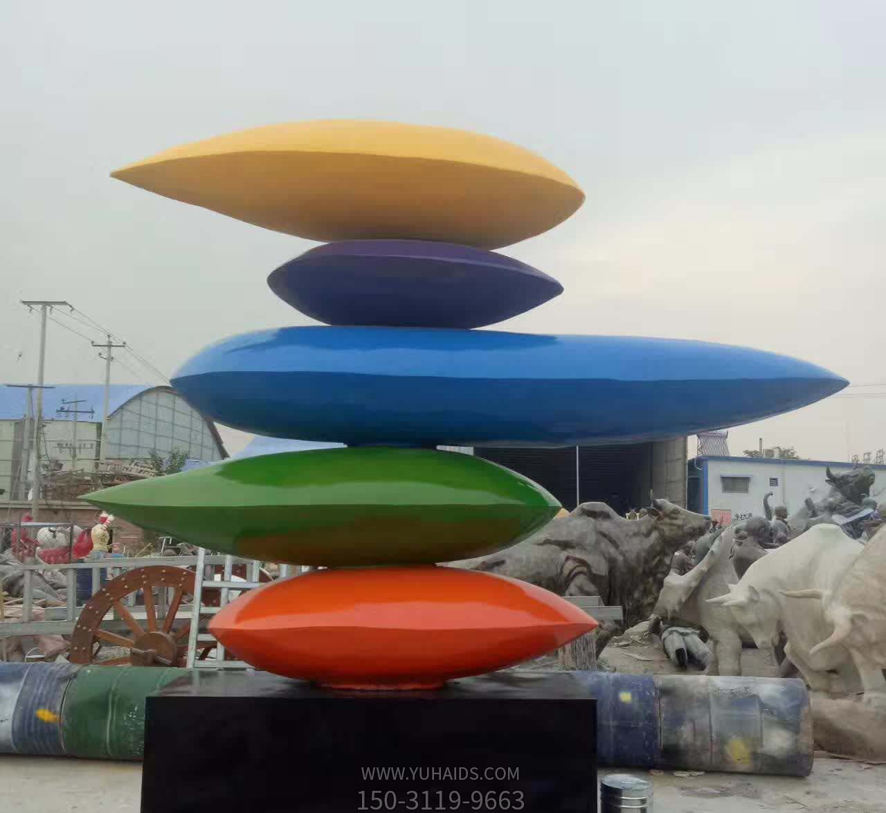 景区广场玻璃钢彩绘创意叠罗汉水滴博鱼网页版