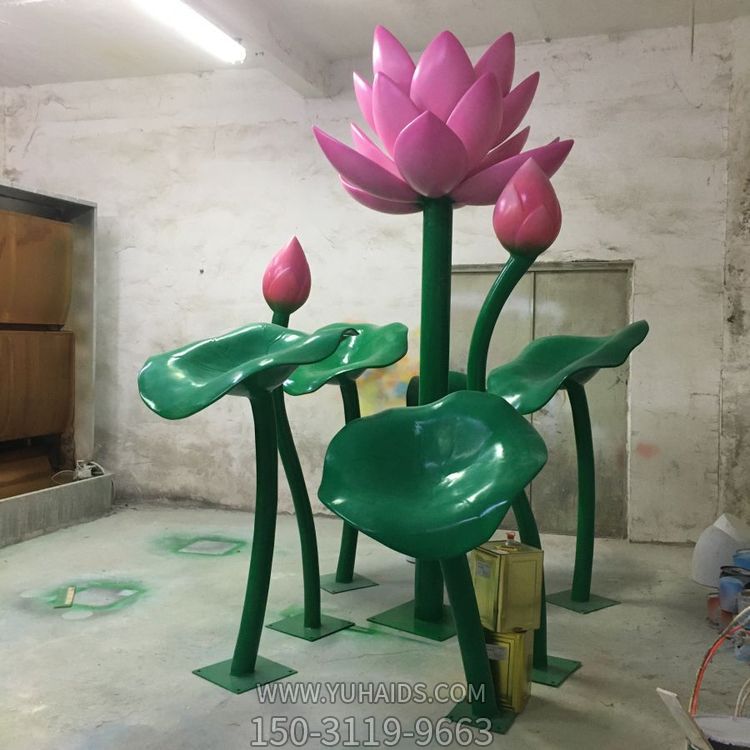 游乐场商场户外公园大型不锈钢彩绘莲花摆件博鱼网页版