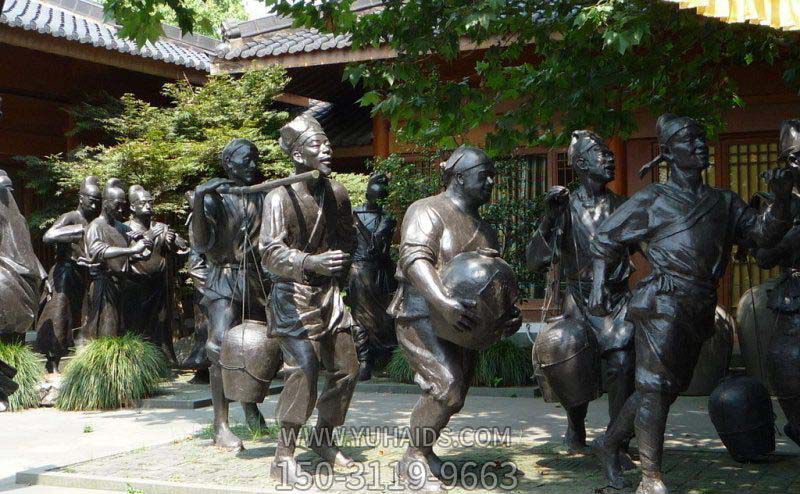 庭院挑酒缸的铜雕人物景观酒文化博鱼网页版