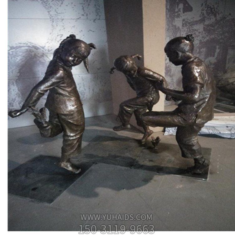 公园城市街头玻璃钢仿铜踢毽子的儿童博鱼网页版