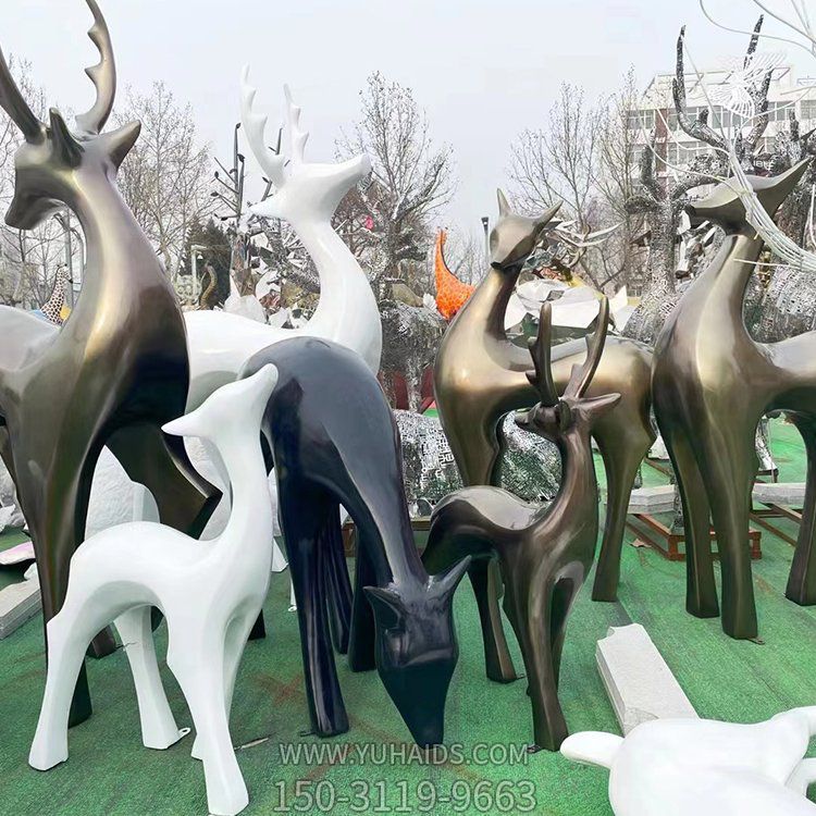 房地产售楼部装饰玻璃钢抽象几何鹿小品博鱼网页版