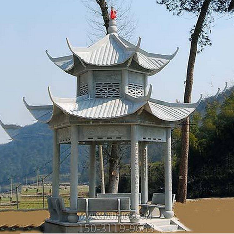 园林景区庭院摆放青石仿古景观凉亭 造型独特 手工雕刻博鱼网页版