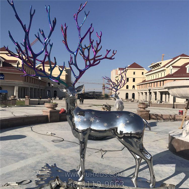 不锈钢梅花鹿博鱼网页版 户外镜面园林景观