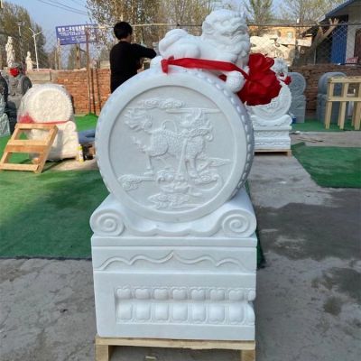 大理石招财貔貅麒麟门墩石 招财石雕门鼓摆件抱鼓石博鱼网页版
