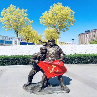 八路军人物博鱼网页版玻璃钢仿铜户外园林摆件