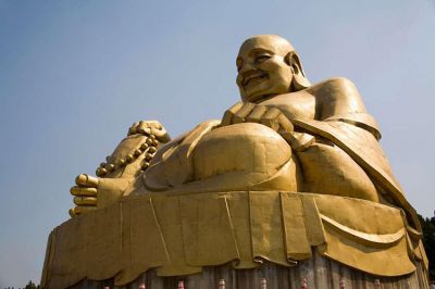 景区户外摆放玻璃钢镀金佛像博鱼网页版