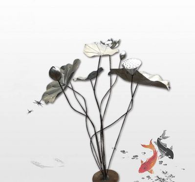 室内不锈钢荷花荷叶美陈装饰品荷花博鱼网页版