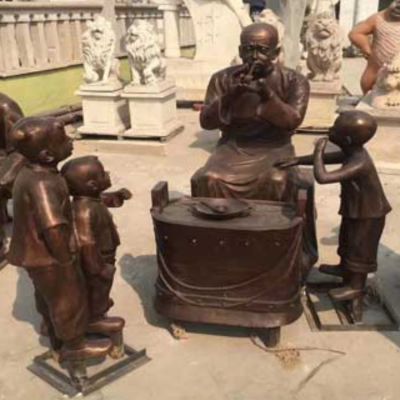 商业街装饰玻璃钢民俗文化吹糖人小品人物博鱼网页版