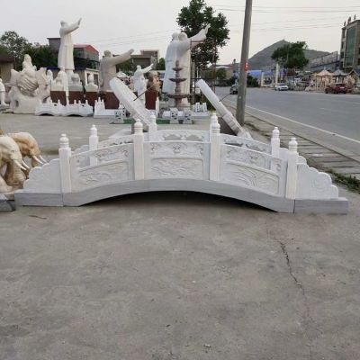 庭院大理石石雕石拱桥流水摆件