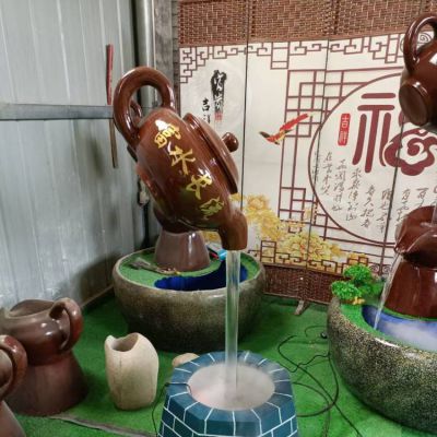 小型玻璃钢流水天壶博鱼网页版，别墅庭院富水长流招财吉祥风水喷泉