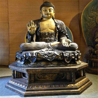 不锈钢仿铜雕大型景观寺庙三宝佛博鱼网页版