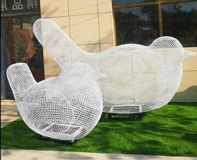 大型不锈钢铁网格抽象鸽子动物博鱼网页版园林景区小品