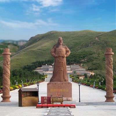 中国景区历史名人大型晚霞红砂石李世民景观博鱼网页版