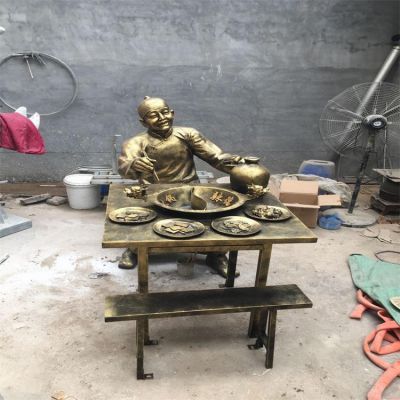 玻璃钢仿铜吃火锅民俗小品博鱼网页版饭店装饰摆件