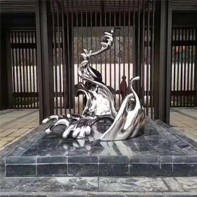不锈钢镜面酒店会所门口水景摆件海浪浪花博鱼网页版