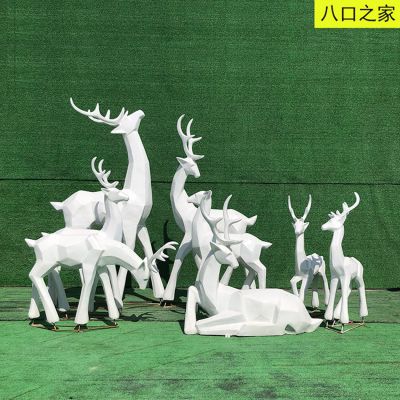 白色几何面玻璃钢梅花鹿博鱼网页版