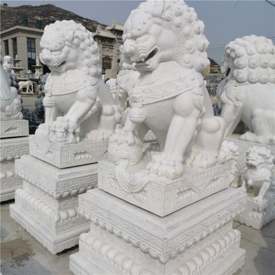 大理石石雕户外园林景区大型镇宅招财狮子博鱼网页版