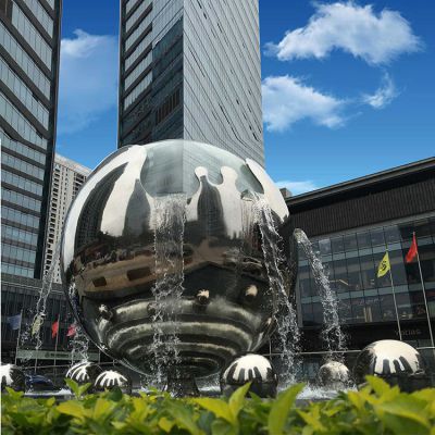 商场广场不锈钢创意球体流水喷泉景观博鱼网页版