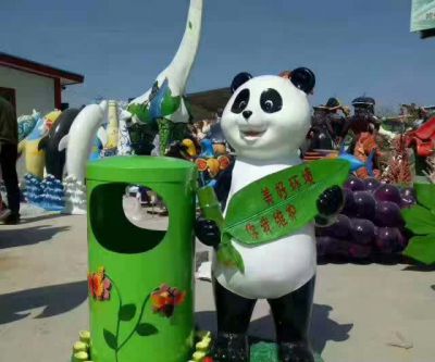 学校商场摆放卡通熊猫垃圾桶玻璃钢博鱼网页版