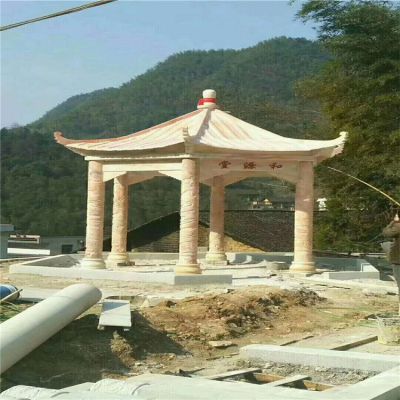 公园晚霞红大理石石雕休息乘凉户外凉亭博鱼网页版