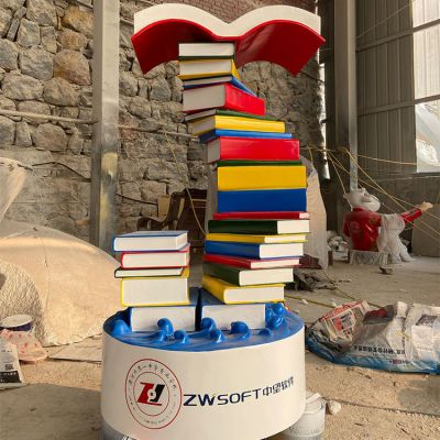 学校图书馆摆放玻璃钢彩绘仿真书籍博鱼网页版