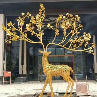 园林景观大型不锈钢镂空梅花鹿博鱼网页版